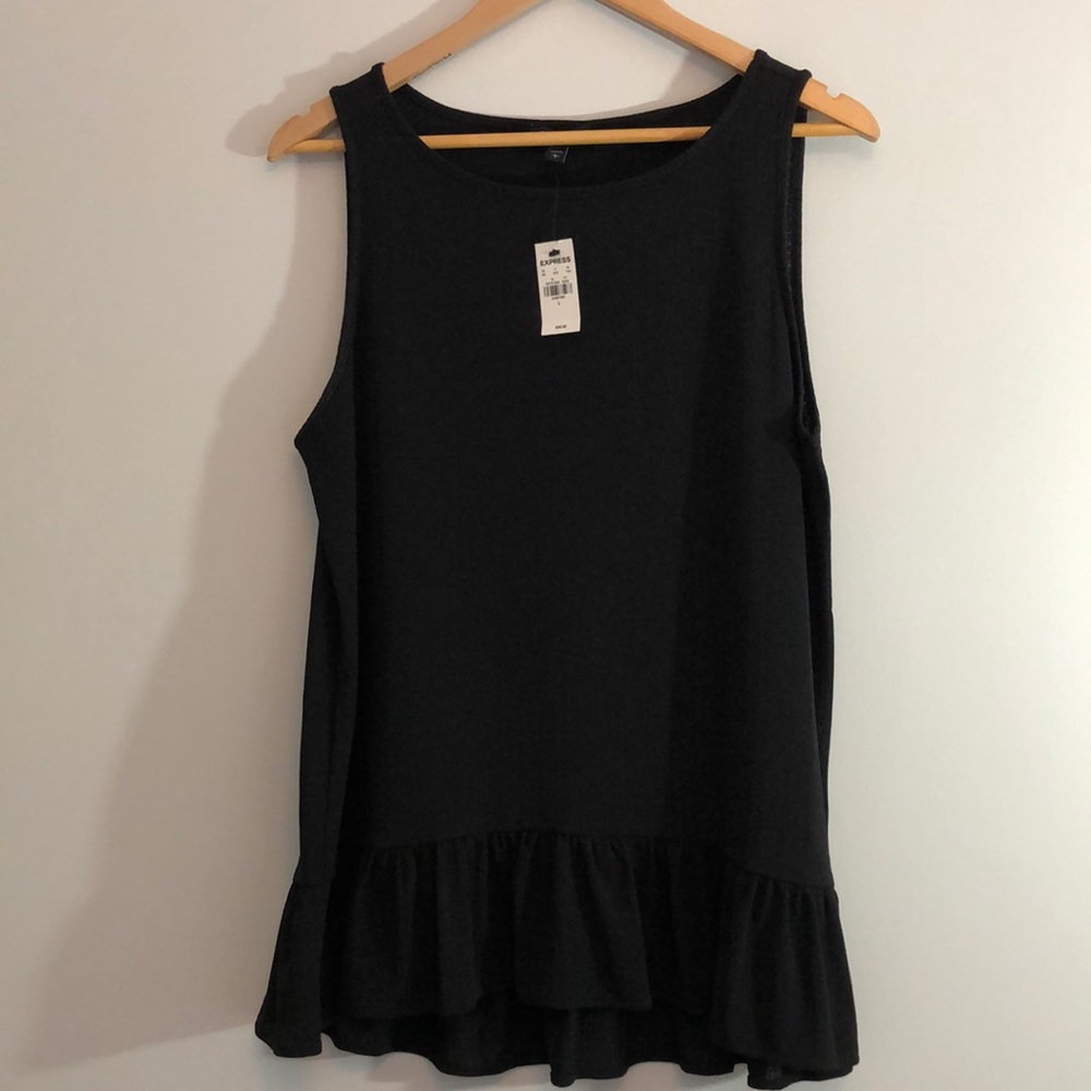 NWT Express Black Textured Peplum Blouse Tank